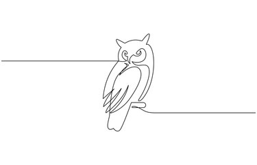 Online education owl one line graduation concept. E-learning training skill courses, Continuous one line drawing of owl bird. simple barn owl line art vector illustration.