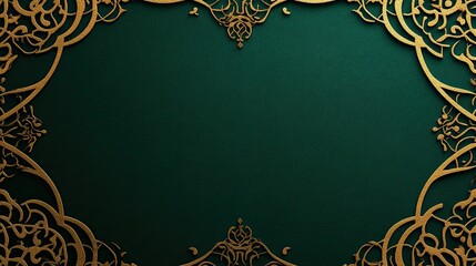 Ornate gold floral frame on a dark teal background.