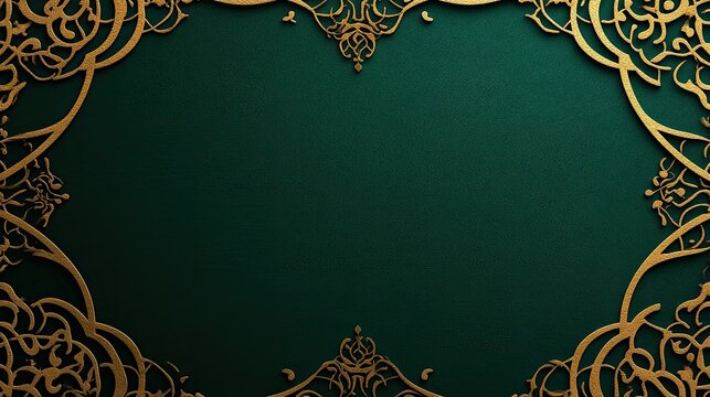 Ornate gold floral frame on a dark teal background.