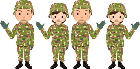 自衛隊　男性と女性自衛官のイラスト