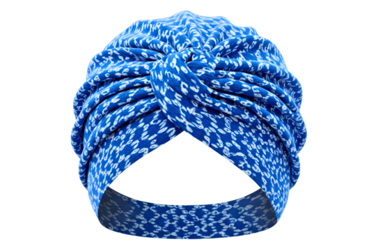 Stylish blue patterned head wrap isolated on a transparent background