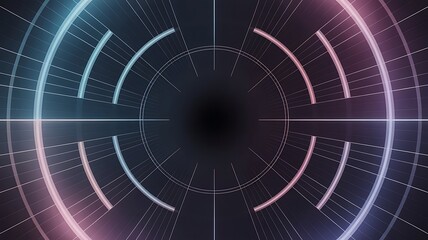 Obraz premium Abstract glowing circular tunnel with pink and blue neon lines