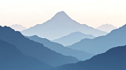 A majestic vector illustration portrays a mountain range with clean overlapping layers and a harmonious color gradient.