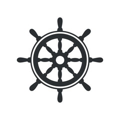 Simple black and white steering wheel icon