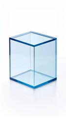 Transparent Blue Acrylic Cube Display Case Minimalist Product Showcase.