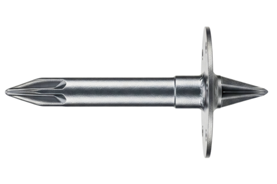 Metal anchor bolt with expanding wings designed for wall mounting isolated on a transparent background
