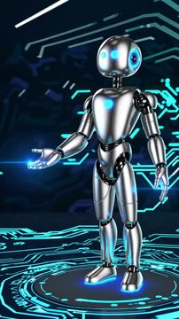  3d vector robot. AI bot character illustration for science and business. Design realistic render robot modern technology. Chatbot to help customers.