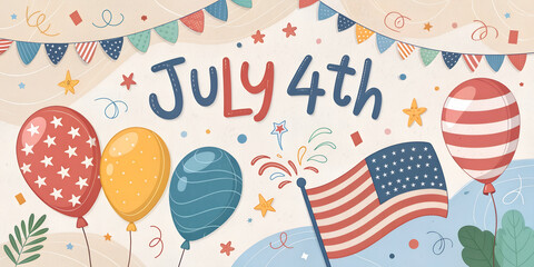Festive July 4th Independence Day Celebration Illustration