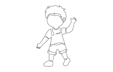 Continuous one line drawing of cute baby boy sitting. one continuous drawing line,  childhood, newborn, new life, son, daughter, motherhood, baby, crawl.