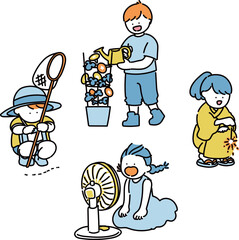 夏を満喫する子供達セット_夏色