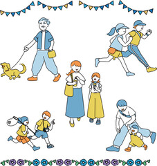 夏を満喫する人々セット