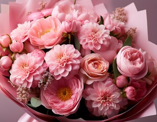 a bouquet of pink flowers in a bunch