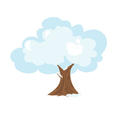 Winter tree illustration. Snowy branches, forest element. Winter season element. Can be used for wallpaper, sticker, kid room decoration