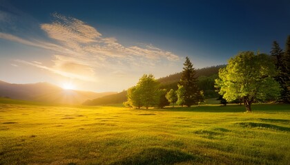 Obraz premium landscape with trees and sun