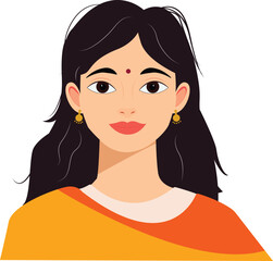 Vector illustration of indian woman orange tones