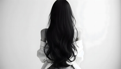 검은 긴생머리 여성의 뒷모습