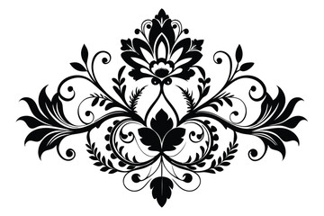 Elegant Black and White Floral Flourish Design Element for Invitations and Graphics Projects