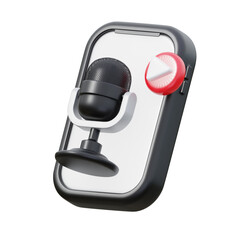 black and red Podcast App 3d icon illustration