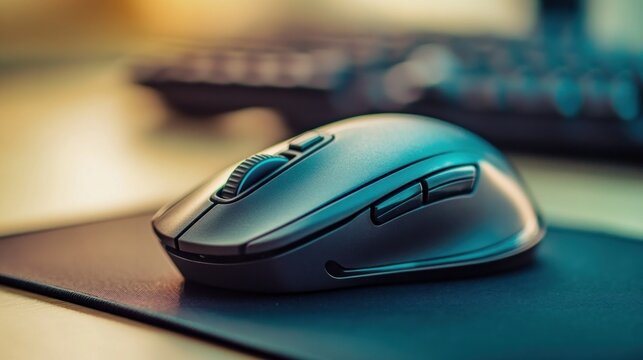 Close-up computer mouse on pad
