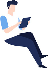 Man Working on Tablet