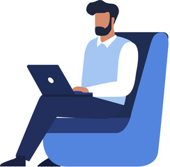 Businessman Sit with Laptop