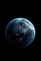 Fototapeta premium Earth, the Blue Planet, glows in the vast darkness of space. Its vibrant blue oceans and green landmasses stand out as symbols of life amidst the cosmic expanse.