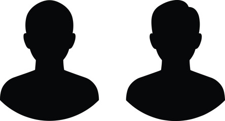 Anonymous User Profile Silhouettes Generic Male and Female Avatars for Account Placeholders, Incognito Mode, Default Profile Pictures, and Privacy Concepts in Digital Interfaces