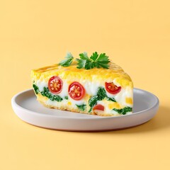 Spinach and Tomato Frittata Slice on a Plate