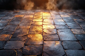 Stone Ground with Cinematic Gold Spotlight