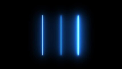 Neon glowing line blinking animation. Colorful of neon line blaze glowing flashing animation loop random on a black background