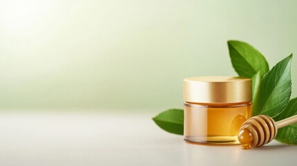 A honey eye cream with golden shimmer packaging