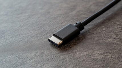 Close-up of a black USB-C cable