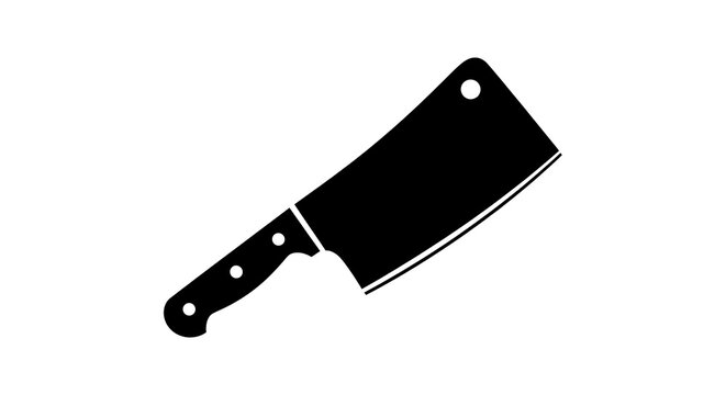 Black Cleaver Knife Illustration on White Background