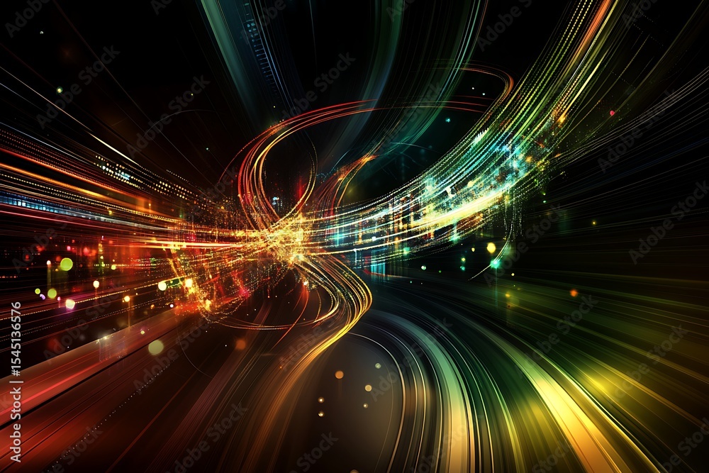 Poster abstract light trails background with vibrant colors creating dynamic visual effect and energy