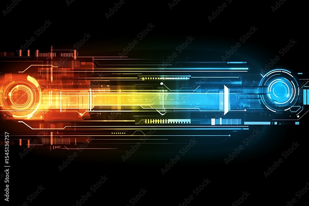 Poster abstract technology background with futuristic hud interface elements and circuit board design