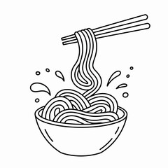 Delicious Noodles A Simple Line Drawing of Tasty Asian Cuisine