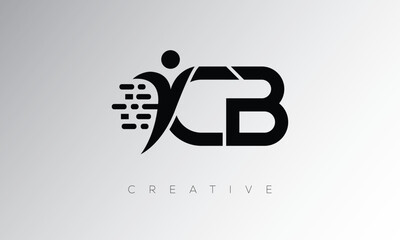 CB Creative Digital Monogram Logo – Futuristic Letter mark Design Featuring Human Shape, Pixel Motion & Minimal Tech Style for Innovative Branding Identity