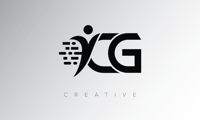 CG Creative Digital Monogram Logo – Futuristic Letter mark Design Featuring Human Shape, Pixel Motion & Minimal Tech Style for Innovative Branding Identity