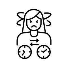 jet lag crew black line icon.