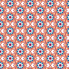 Seamless Peach, Teal, and Burgundy Floral Pattern