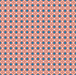 Geometric Teal and Peach Floral Pattern Seamless Repeat