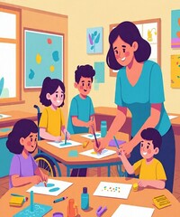 children in classroom of inclusive school