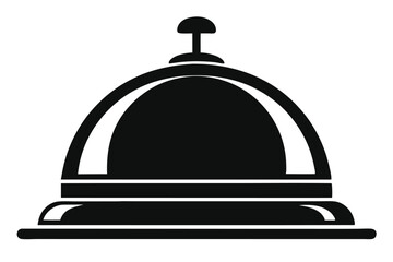 Black and White Graphic Illustration Depicting a Reception Bell with a Round Dome