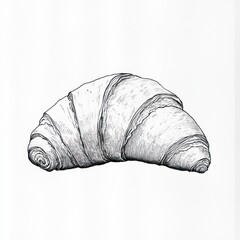 A Detailed Ink Drawing of a Single Croissant