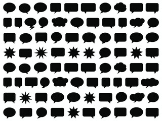 Fototapeta premium Black Speech Bubbles Set Various Shapes Sizes dialogue bubble