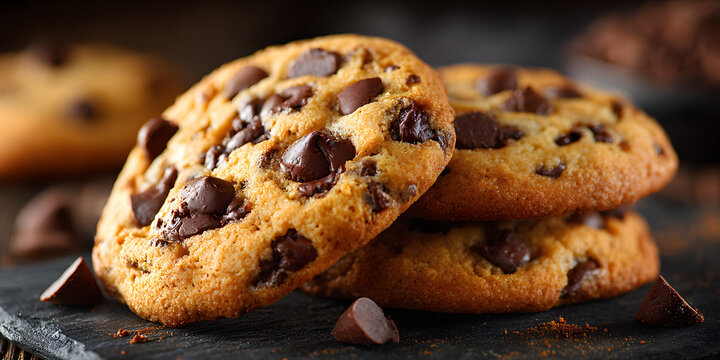 Freshly baked chocolate chip cookies on a National Cookie Day poster, chocolate chip, cookies, National Cookie Day, poster