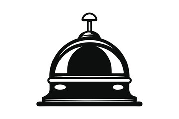 Silhouette of Black Bellhop Hotel Bell with Push Button on Top