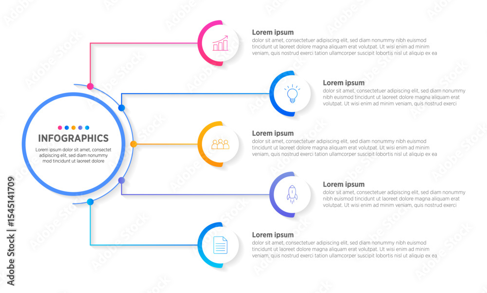 Wall mural modern vector infographic label design with circle infographic template design and 5 options or step