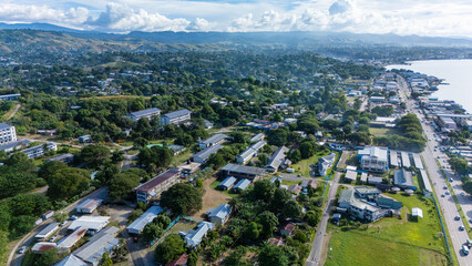 Looking towards Honiara city with the national university campus in the foreground.
