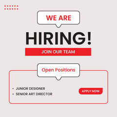 Obraz premium we are hiring social media post 